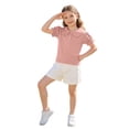 thumbnail image 1 of Girls Kids Peter Pan Collar Puff Sleeve Top Cotton Short Sleeve Button Placket Pink,Size 3 T, 1 of 9