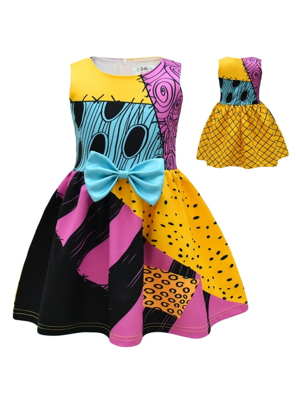 Girls Kids Sally Sassy Dress Halloween Costume Fancy Outfit Cosplay Skirt