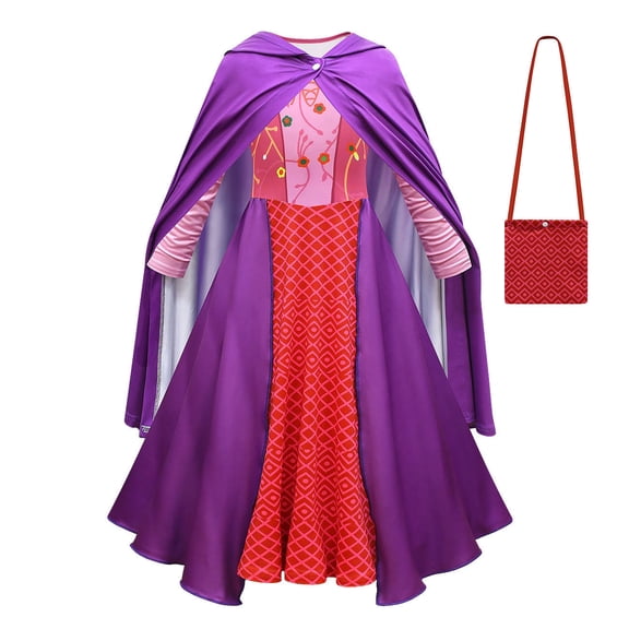 Girls Kids Sarah Sanderson Witch Costume Dress Halloween Cosplay Costume
