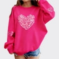 thumbnail image 1 of Girls Kids Sequin Heart Glitter Sweatshirt - Soft Stretch Oversized Long Sleeve Top, Hot Pink Valentine’s Day Daily Wear for Kids Teen Girls,Size 12-13T, 1 of 5
