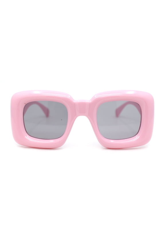 Girls Kids Size Balloon Thick Plastic Rectangle Sunglasses Pink - Black