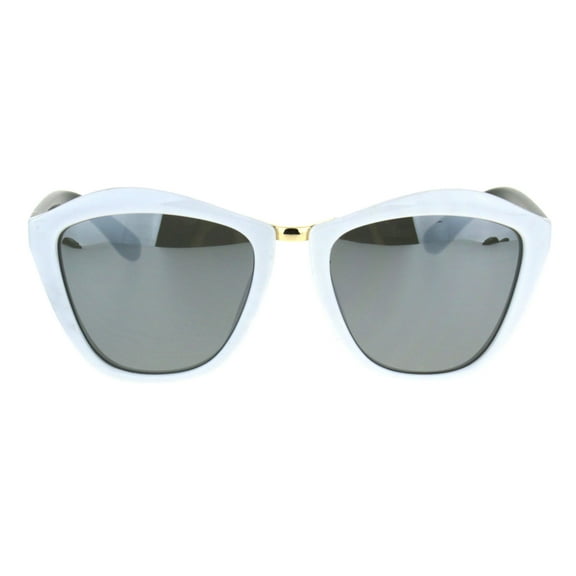 Girls Kids Size Colored Mirror Butterfly Cat Eye Designer Plastic Sunglasses White Mirror