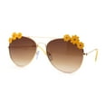 thumbnail image 1 of Girls Kids Size Daisy Jewel Tear Drop Officer Style Metal Rim Sunglasses Gold Yellow / Brown, 1 of 4