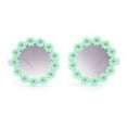 thumbnail image 1 of Girls Kids Size Daisy Jewel Trim Plastic Round Circle Lens Sunglasses Mint - Smoke, 1 of 4