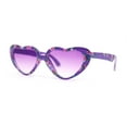 thumbnail image 1 of Girls Kids Size Heart Shape Fun Print Plastic Sunglasses Purple Flower, 1 of 4