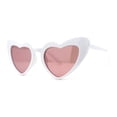 thumbnail image 1 of Girls Kids Size Iconic Cat Eye Heart Shape Cutie Sunglasses White Burgundy Mirror, 1 of 4