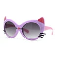 thumbnail image 1 of Girls Kids Size Kitty Cat Ear Whisker Round Plastic Sunglasses Lavender Smoke, 1 of 4