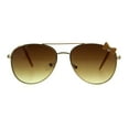 thumbnail image 1 of Girls Kids Size Ribbon Jewel Trim Pilots Metal Rim Sunglasses Gold Beige Brown, 1 of 4