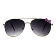 thumbnail image 1 of Girls Kids Size Ribbon Jewel Trim Pilots Metal Rim Sunglasses Gold Pink Smoke, 1 of 4
