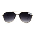 thumbnail image 1 of Girls Kids Size Ribbon Jewel Trim Pilots Metal Rim Sunglasses Gold White Smoke, 1 of 4