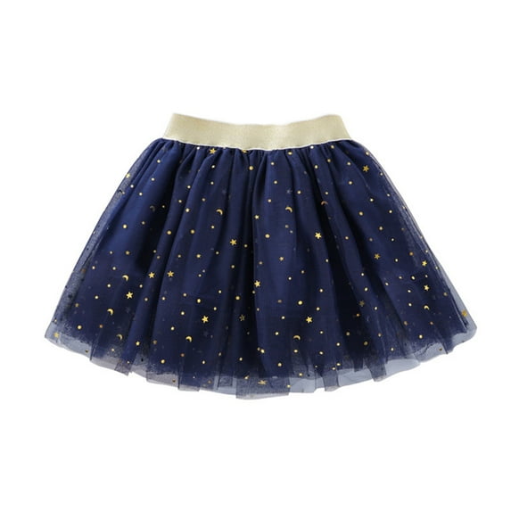 Girls Kids Tulle Tutu Skirt With Glitter Print Star Princess Party Skirt Size 8-10T