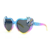Girls Kids Unicorn Badge Tie Dye Glitter Plastic Hippie Sunglasses Blue Yellow - Black