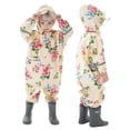 thumbnail image 1 of Girls Kids Waterproof Rose Floral Print One Piece Rain Suit for School Outdoor Rainy Days Full Body Rain Gear 5-7 Years, 1 of 9