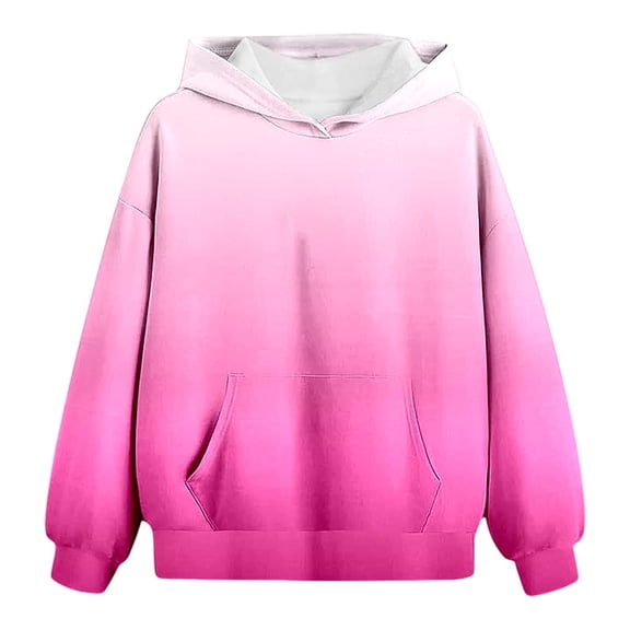 Girls Kids Winter Sweatshirt Long Sleeve Gradient Print Hooded Hoodies Warm Pullover Sweater Casual Cute Outfit Clothes
