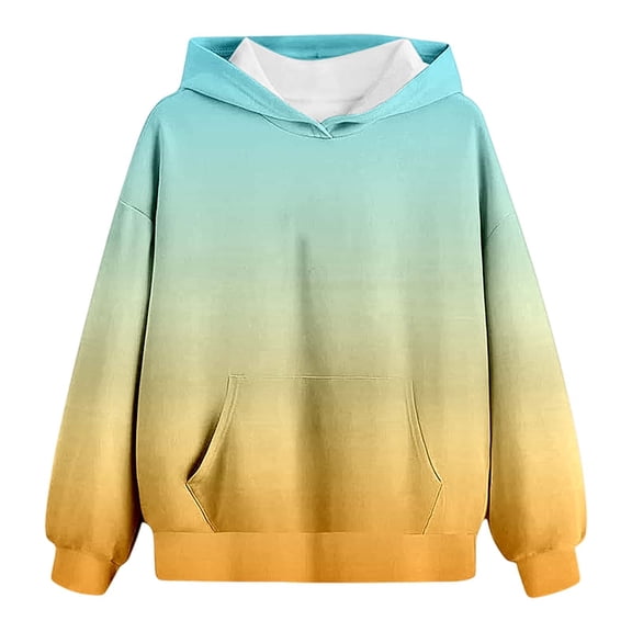 Girls Kids Winter Sweatshirt Long Sleeve Gradient Print Hooded Hoodies Warm Pullover Sweater Casual Cute Outfit Clothes