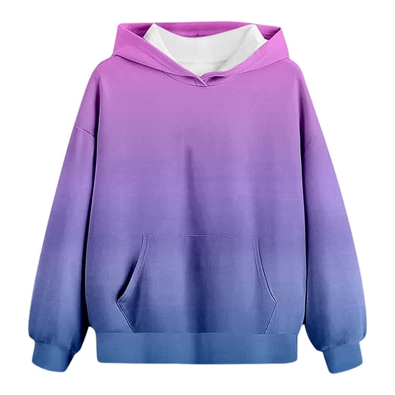 Girls Kids Winter Sweatshirt Long Sleeve Gradient Print Hooded Hoodies Warm Pullover Sweater Casual Cute Outfit Clothes
