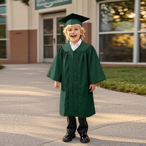 Girls Kindergarten Graduation Cap And Gown With 2026 Tassel Green Graduation Dress Class Of 2026 Graduation Ceremony Outfit 8-9 Years