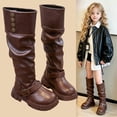 thumbnail image 1 of Girls Knee High Boots Fashion Lug Sole Side Zipper Tall Riding Boots for Toddler Little Kid Big Kid, 1 of 8