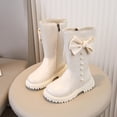 thumbnail image 1 of Girls Knee High Boots Fashion Trendy Casual Cute Comfortable Lightweight Thick Pearl Bowknot Side Zipper Princess Style Long Boots Fall Winter Warm Riding Shoes, 1 of 9