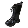 thumbnail image 1 of Girls Knee High Boots Lace Up Fashion Tall Boots Side Zipper Comfortable Soft Sole Long Boots for Kids 3-16 Years, 1 of 7