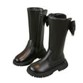 thumbnail image 1 of Girls Knee High Riding Boots Glitter Rhinestone Bowknot Side Zipper Tall Fall Boots Chunky Lug Sole Kids Long Boots Black 7 Toddler, 1 of 6