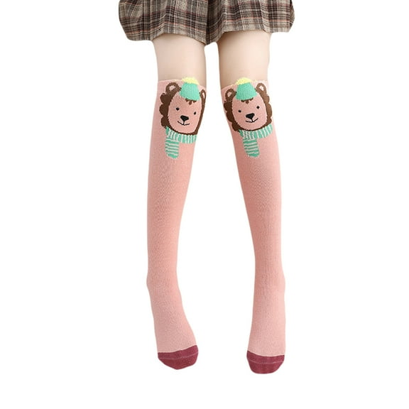 Girls Knee High Socks for Child Boot Fun Crazy Long Tall Funny Animal Colorful Kids Socks Kid Girl Lion Fox Monkey Thigh High Over The Knee Stockings Cotton Long Socks
