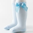 thumbnail image 1 of Girls Knee-High Socks Cotton Cute Bowknot Over the Calf Stockings 0-2 Years Toddlers Kids Solid Breathable Hollow-Out Long Boot Sock, 1 of 3