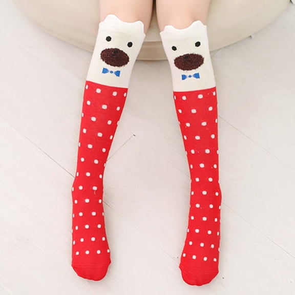 Girls Knee High Socks Cute Animal Fun Socks (Dark Gray 3-12 years)