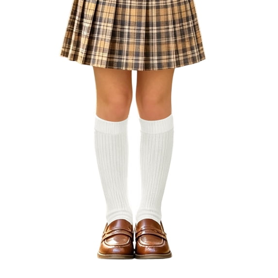 Girls Knee High Socks, Summer Thin Mesh Breathable Kids Calf Socks, Silk Seamless Toe Long Socks, School Uniform Ribbed Leg Socks for Little & Big Girls