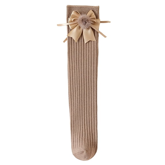 Girls Knee High Socks with Bow Detail, Soft Stretchable Cotton Socks for Toddlers & Youth, Assorted Cute Patterns, Ruffle Trim, Everyday School Wear