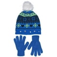 thumbnail image 1 of Girls Knit Beanie & Gloves Set Full Wrap Cuff & Top Pom 3 Color Combinations, 1 of 3