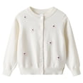 thumbnail image 1 of Girls Knit Cardigan Summer Lightweight Lace Round Neck Button Open Front Cover Up Casual Outfit, 1 of 8