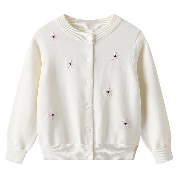 Girls Knit Cardigan Summer Lightweight Lace Round Neck Button Open Front Cover Up Casual Outfit