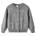 thumbnail image 1 of Girls Knit Cardigan Summer Lightweight Lace Round Neck Button Open Front Cover Up Casual Outfit, 1 of 4