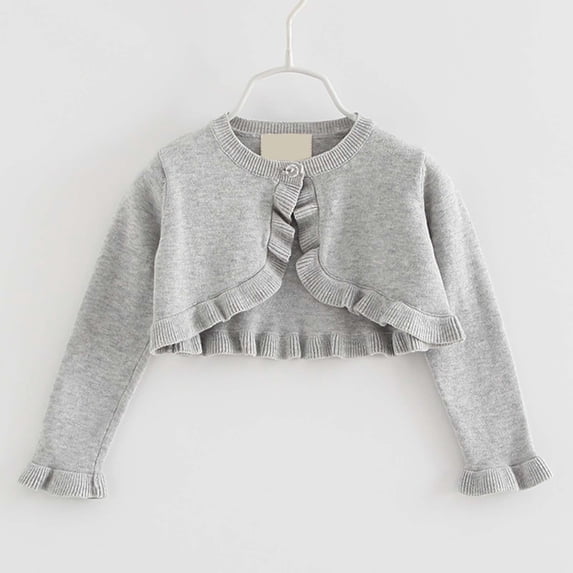 Girls Knit Cardigan Sweater Soft Lightweight Layering Piece Casual Outerwear For Toddler Kids Autumn Spring Summer Fall T-Shirts Kids Short Sleeve Crewneck Solid Basic Tees Casual Tops
