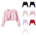 thumbnail image 1 of Girls Knit Cardigan Sweater Top – Casual Round Neck Open Front Long Sleeve Lightweight Layering Outerwear for Toddler Kids Spring Fall, 1 of 4