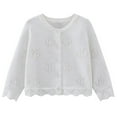 thumbnail image 1 of Girls Knit Cardigan Sweaters Soft Long Sleeve Sweater Outerwear Loose Spring Fall Clothes 9M-6T (9 Months, White), 1 of 7