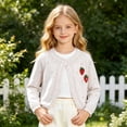 thumbnail image 1 of Girls Knit Cardigans Long Sleeve Solid Color Tops Lightweight Shawl Sweater Air Conditioner Cover Up for Kids Size 18-24M, 1 of 4