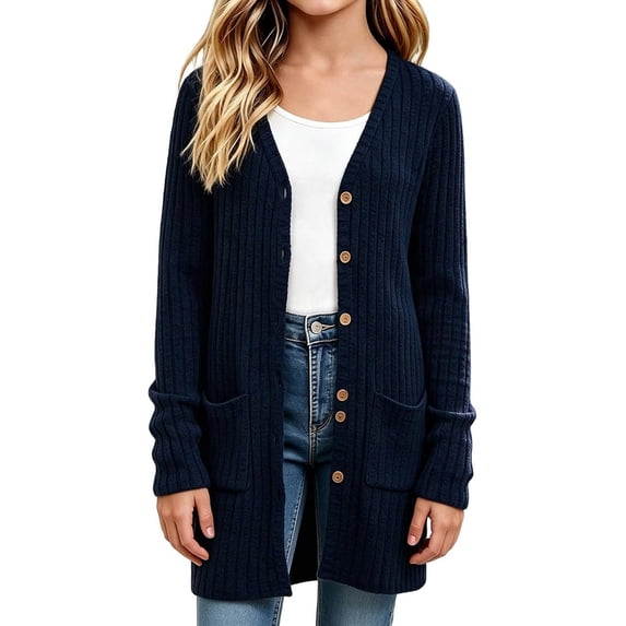 Girls Knit Cardigans, Open Front Lightweight Button down Duster Long ...