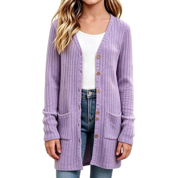Girls Knit Cardigans, Open Front Lightweight Button down Duster Long ...