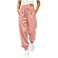 thumbnail image 1 of Girls Knit Jogger Pants Elastic High Waist Casual Sweatpants Side Pockets Solid Color Long Pants, 1 of 7