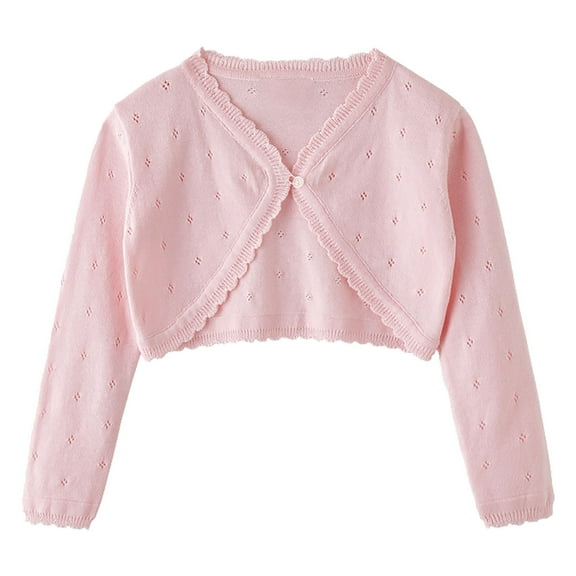 Girls' Knit Long Sleeve Boleros Shrugs, Long Sleeve Cute Cardigan,Toddler Girls Thin Dress Shawl Sweater Coat 4Y