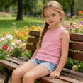 thumbnail image 1 of Girls’ Knit Red Tank Top for Summer Supersoft Pure Breathable Blend Quick Dry Kids Athletic Shirts Sports Dance Workout Tops 5-6 Years, 1 of 4