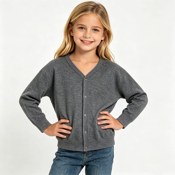 Girls Knit Soft Cardigan, Button-Down V-Neck Layering Sweater, for Sleepwear and Everyday Layering, Kids Clothing | JASKFLY