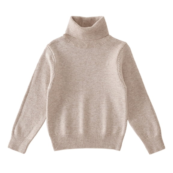 Girls Knit Solid Color Pullover Sweater Turtleneck High Collar Long Sleeve Tops Fall Winter Soft Cotton Sweaters Clothes