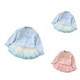 thumbnail image 1 of Girls Knit Sweater Dress Two-Piece Outfit with Puff Sleeve Top and Puffy Skirt, Korean-Style Winter Holiday Baby Toddler Set, 1 of 3