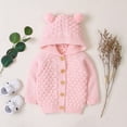 thumbnail image 1 of Girls Knit Sweater Long Sleeve Button Up Pink Cardigan Sweater Warm Autumn Winter Outfits Baby Girls' Sweaters 3-6 Months, 1 of 4
