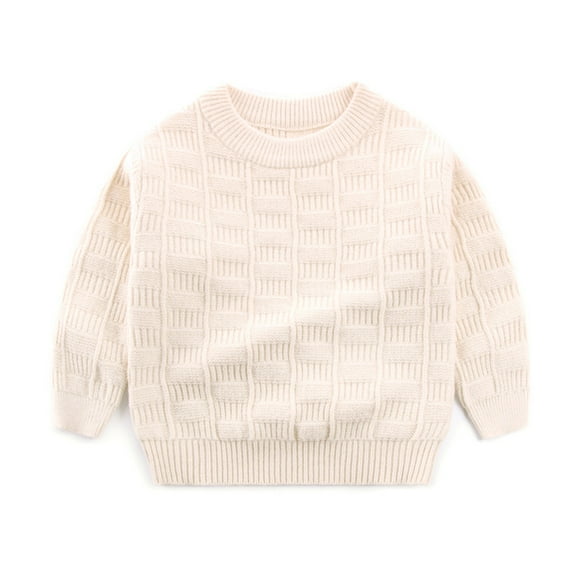 Girls Knit Sweater Long Sleeve Tops Beige Pullover Top Warm Baby Girl Fall Outfits Baby Girl Clothes 3-4 Years