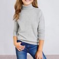 thumbnail image 1 of Girls Knit Sweaters Turtleneck Long Sleeve Slim Fit Clothes Solid Color High Collar Pullover Fall Winter Sweaters Gray 150, 1 of 5
