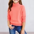 thumbnail image 1 of Girls Knit Sweaters Turtleneck Long Sleeve Slim Fit Clothes Solid Color High Collar Pullover Fall Winter Sweaters Saffron 120, 1 of 5